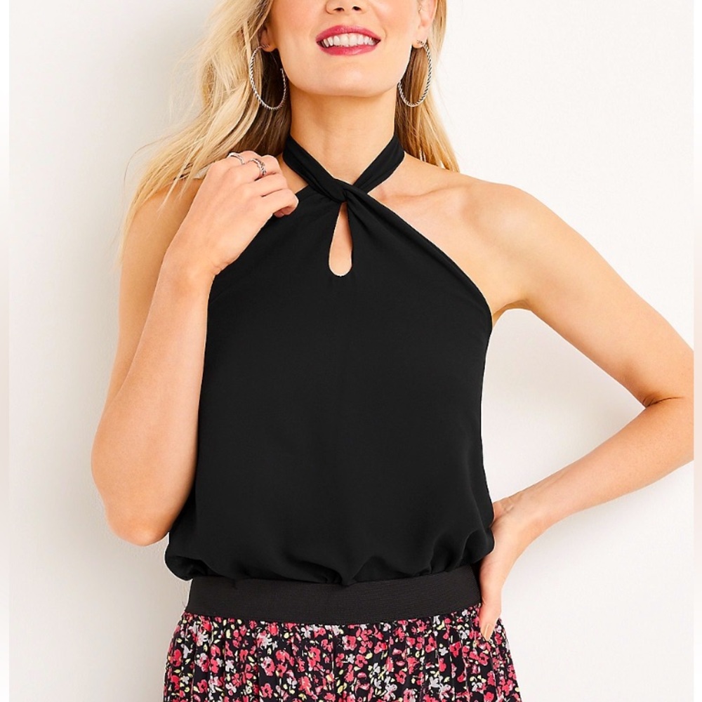 Maurice’s Keyhole Halter Black Bodysuit